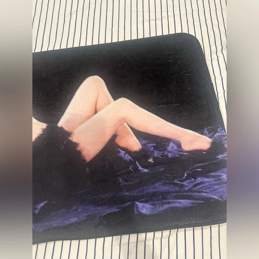 Vintage Elvira Pinup Graphic Bath Mat in Black and Purple